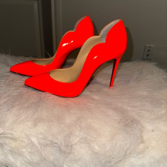 Christian Louboutin Shoes - Christian Louboutin Neon orange patent leather Hot chick pump. LIKE NEW